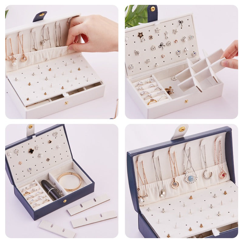 Portable Jewelry Box for Rings, Earrings & Necklaces
