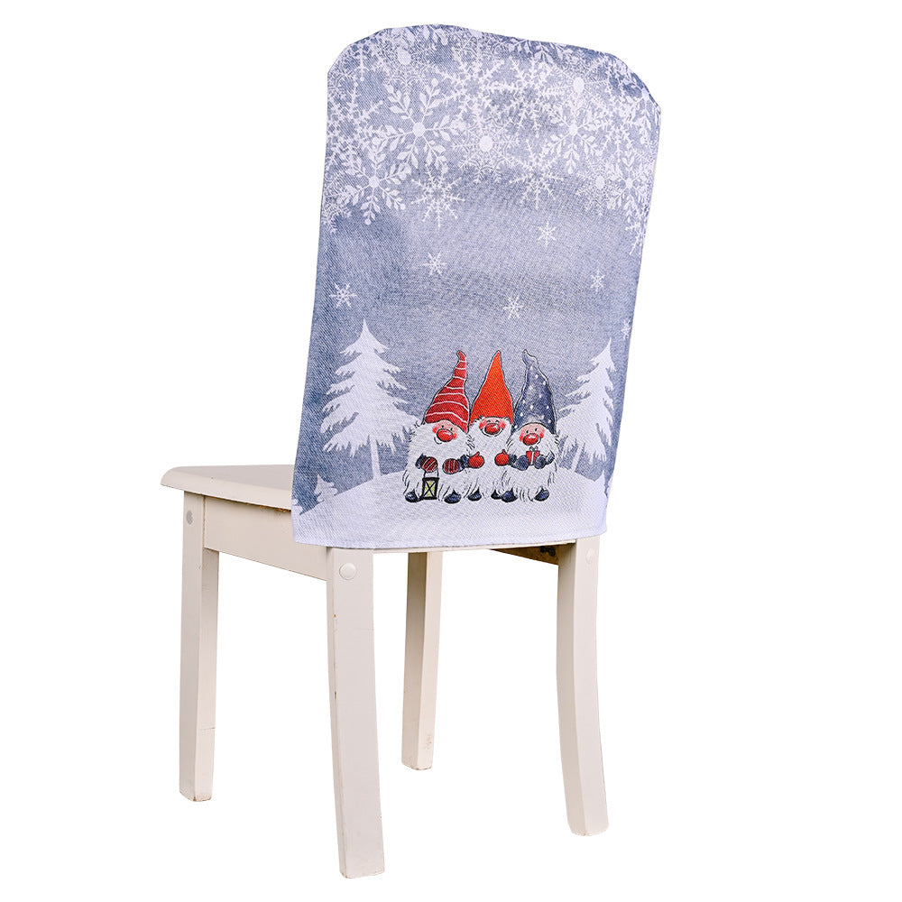 Christmas Chair Covers With Snowflake Forest Print Design