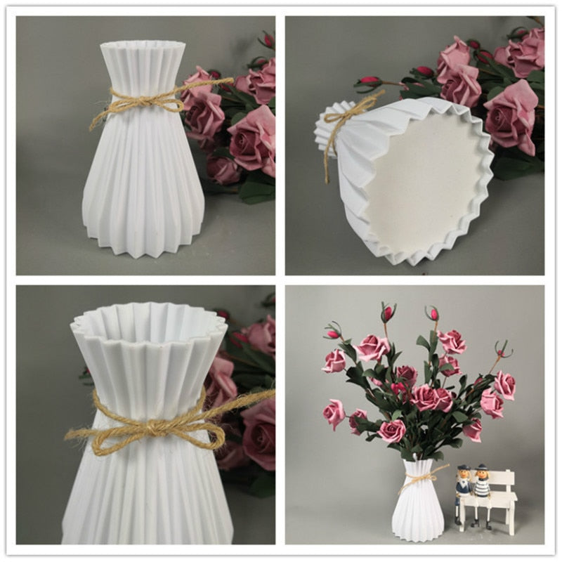 Unbreakable Plastic Vase Ceramic-Look for Dried Flowers