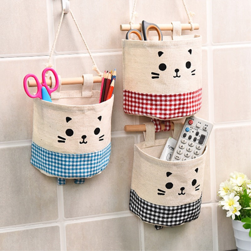 Hanging Storage Bag with Cat Print for Small Items
