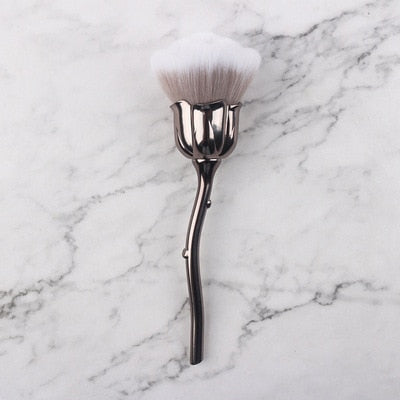 Rose Nail Dust Brush Set — Soft, Fluffy Flower-Shaped Bristles