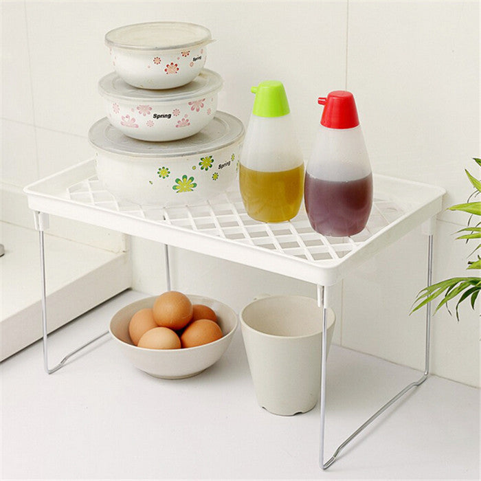 Foldable Two-Tier Kitchen Shelf Rack for Counter Space