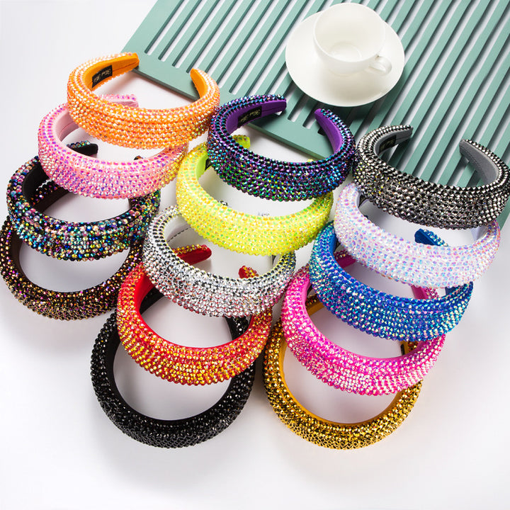Wide Brim Headband With Full-Drill Sparkle Design