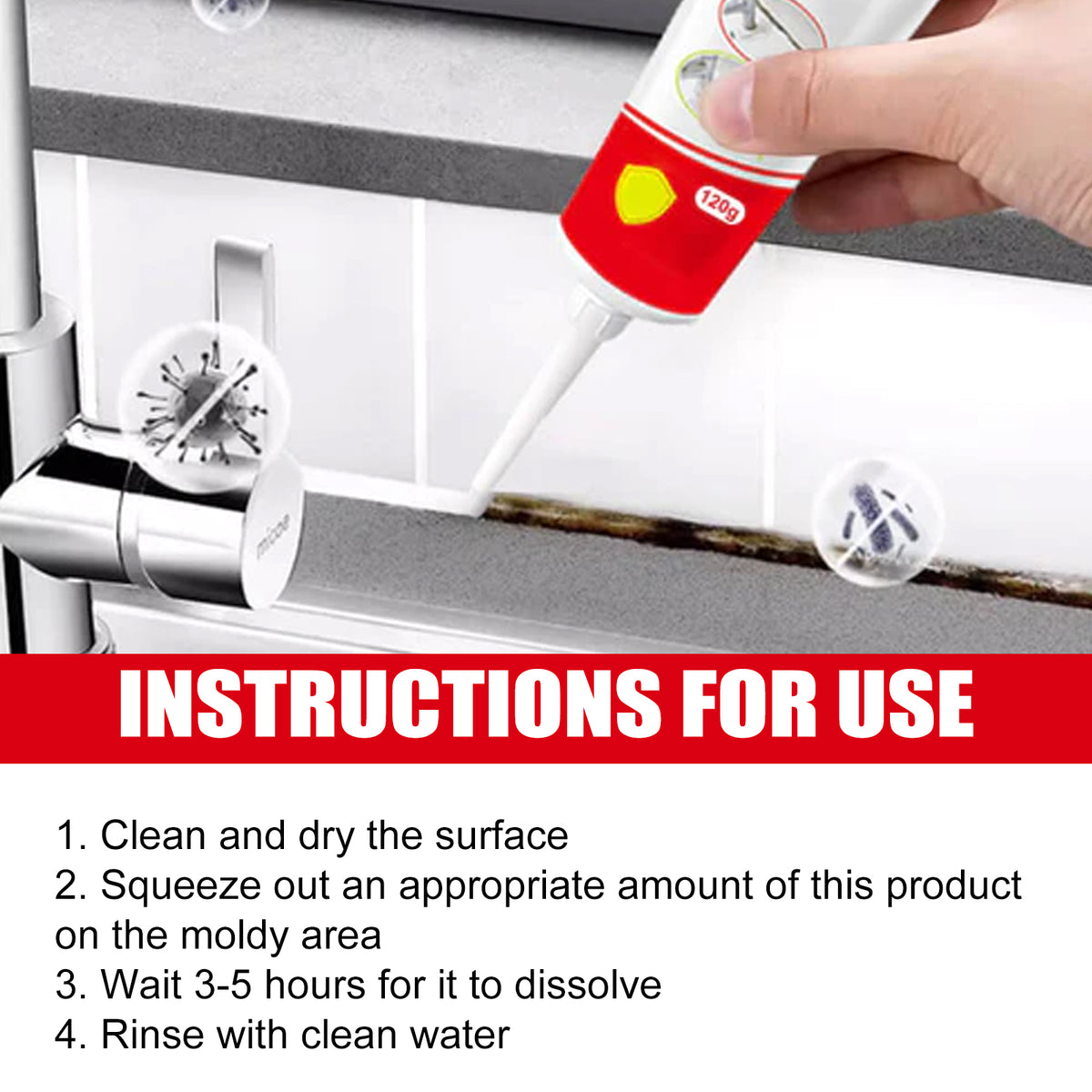 Mildew Remover Gel for Tile Gaps, Seals & Appliances