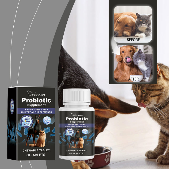 Chewable Pet Probiotic Tablets for Cats & Dogs Daily