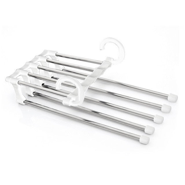 Multi-Bar Pants Rack for Closet: Hangs 5 Pairs Neatly