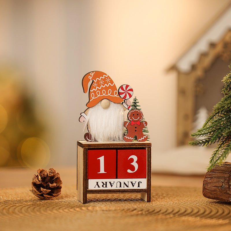 Christmas Wooden Perpetual Calendar Ornament Decor