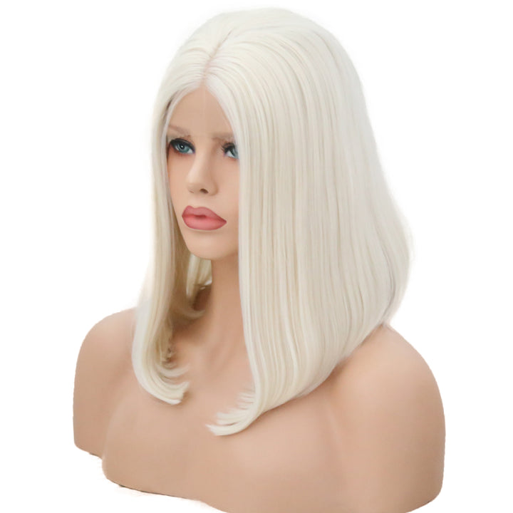 Pure White Lace Front Bob Wig – Sleek Curly Style