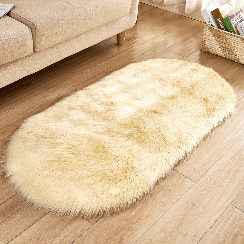 Oval Faux Wool Rug for Cozy Living Room Floors