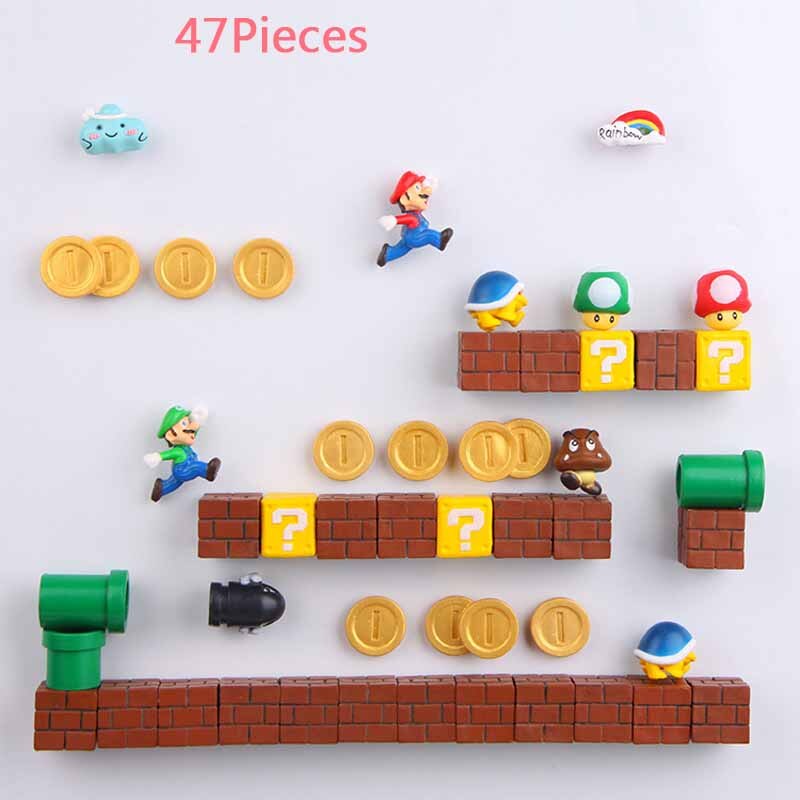 Super Mario Fridge Magnets: 8-Piece 3D Resin Decor Set