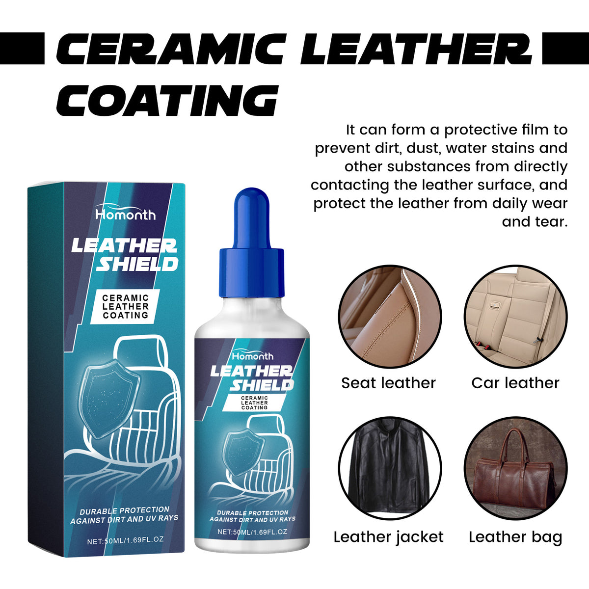 Ceramic Leather Coating for UV, Dirt & Shine Protection