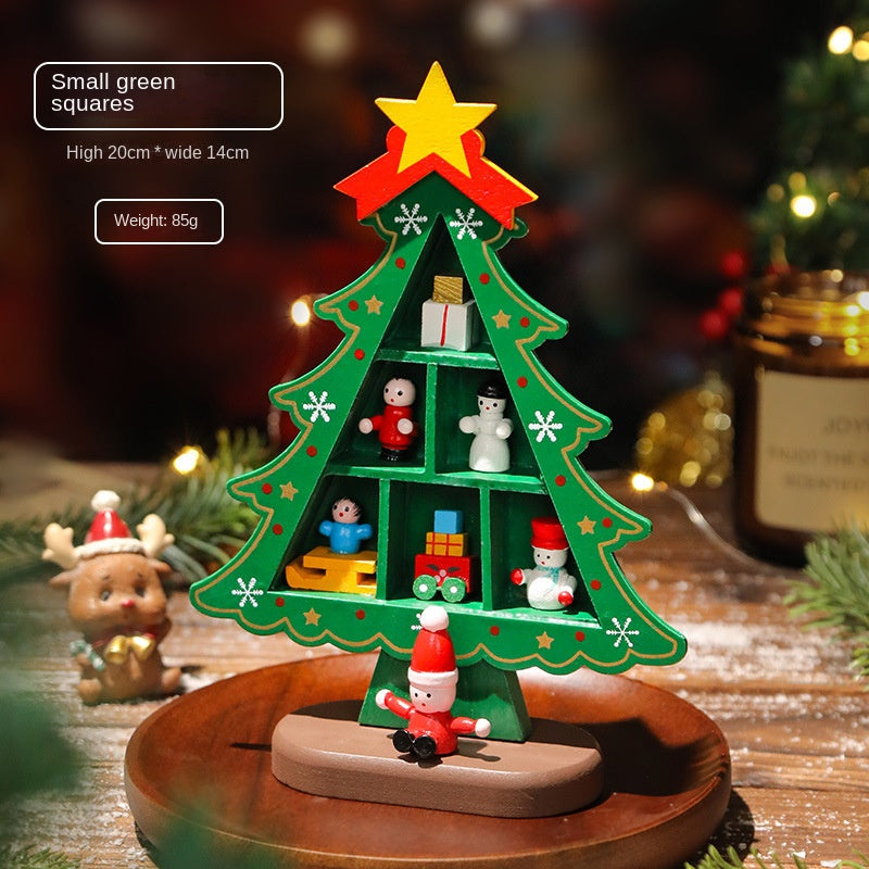 Mini Wooden Christmas Tree Decor for Small Spaces & Shelves