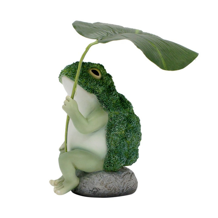 Broccoli Frog Garden Statue for Ponds and Rockeries