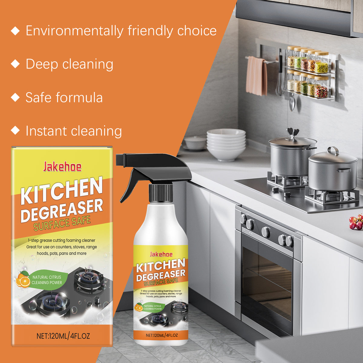 Kitchen Degreaser Foam Cleaner for Greasy Surfaces
