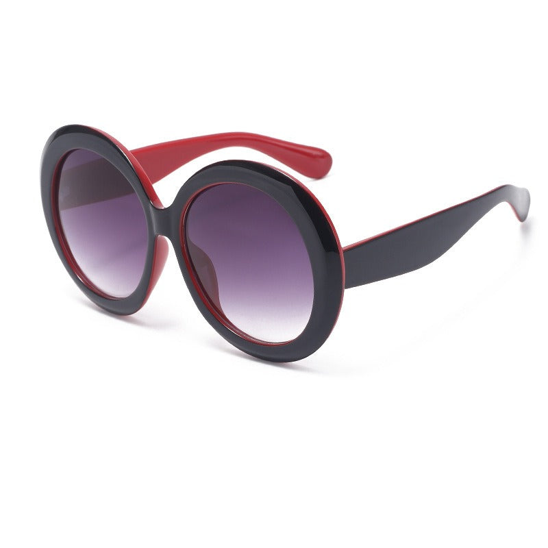 Oversized Round Sunglasses With Dual-Color Frames for Women