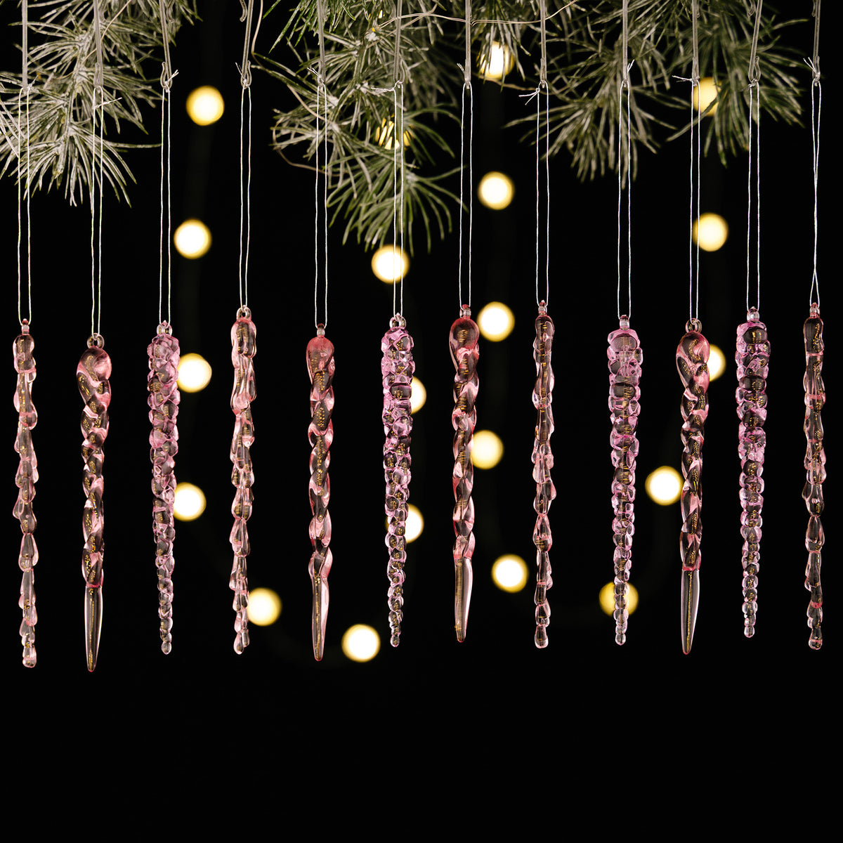 Acrylic Icicle Ornaments 12pc Set for Winter Tree Decor