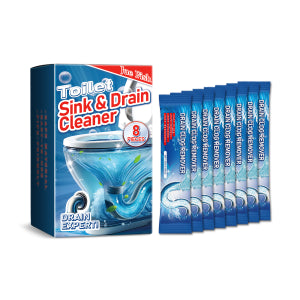 Toilet Drain Cleaning Powder for Blockages & Odors, 8 Sachets