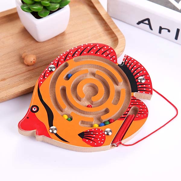 Wooden Magnetic Maze Toy for Fine Motor Skill Play