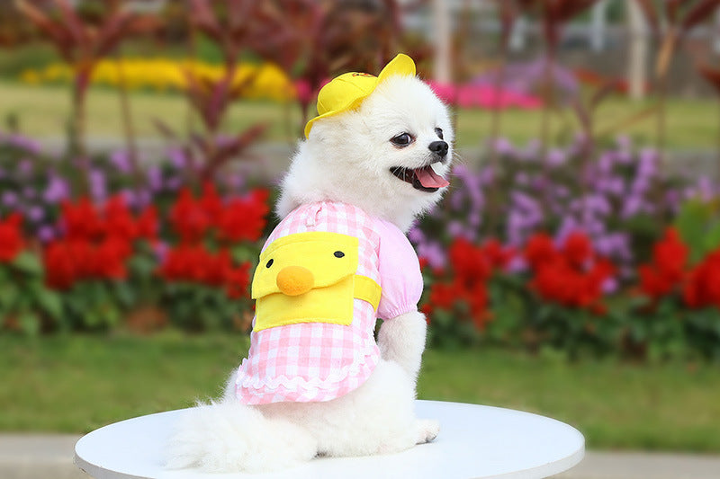 Duck Pet Costume Set With Matching Cap for Small Pets