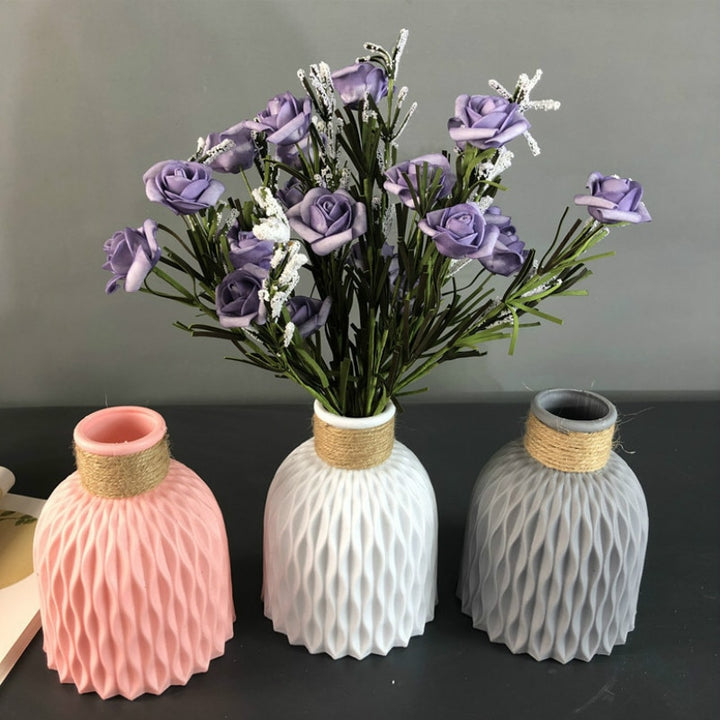 Unbreakable Plastic Vase Ceramic-Look for Dried Flowers