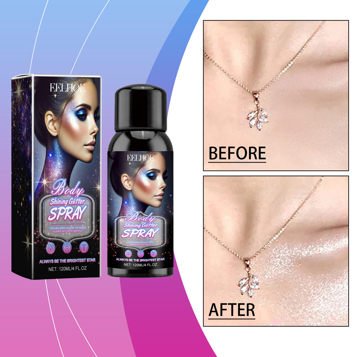 Body Glitter Spray for Long-Lasting Radiant Skin