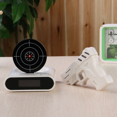 Gun Alarm Clock Shooting Target Wake-Up Office Gadget