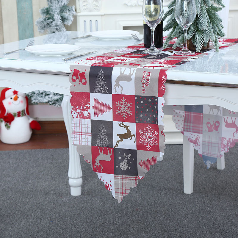 Christmas Fabric Tablecloth With Festive Patchwork Design