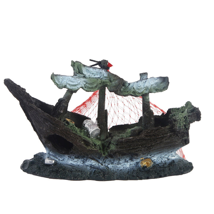 Sunken Pirate Shipwreck Aquarium Decor With Fish Hideout