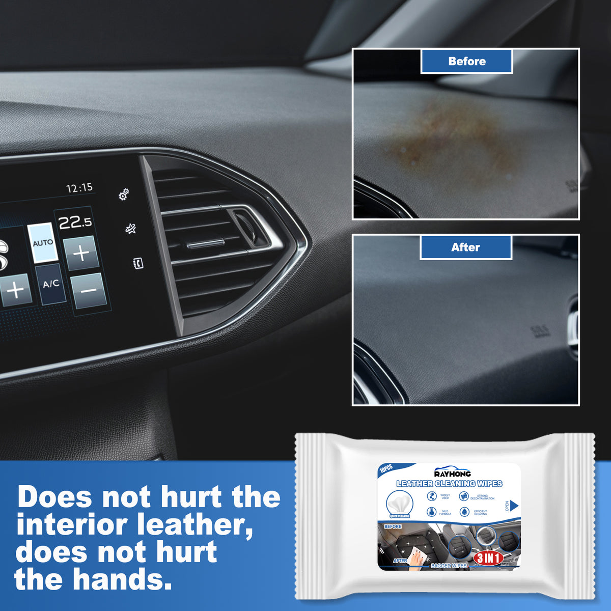 Leather Cleaning Wipes for Car Seats, Waterless Care