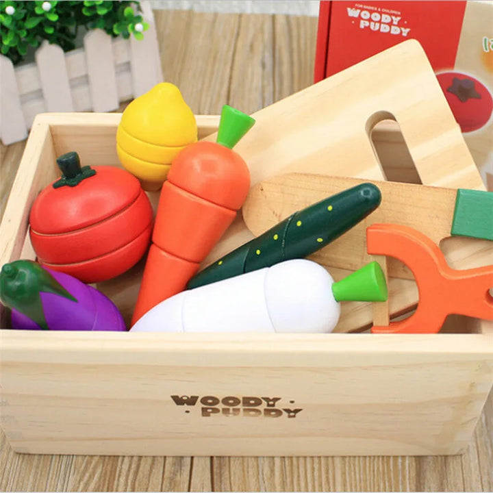 Montessori Wooden Cutting Toy for Pretend Kitchen Play