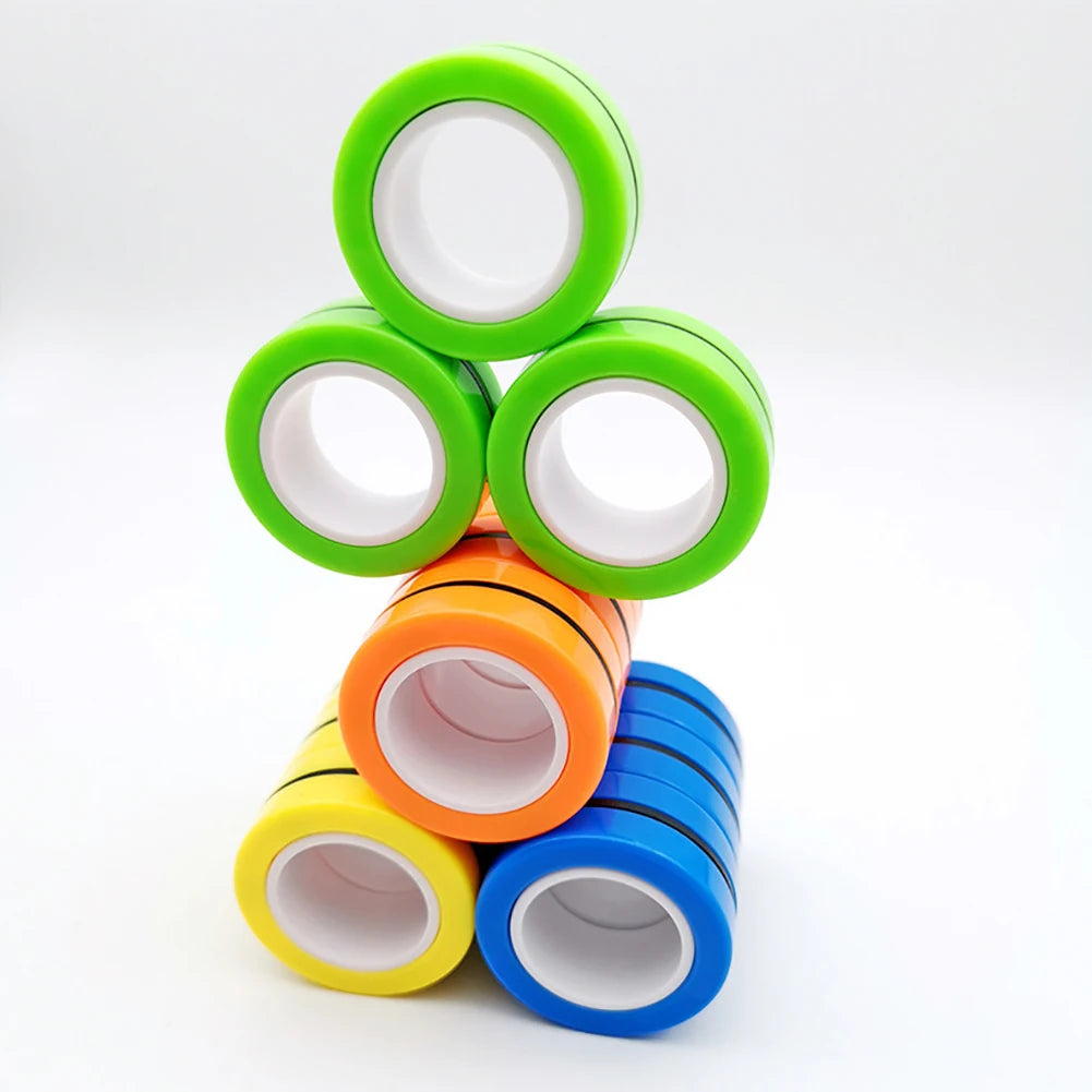 Magnetic Fidget Rings for Stress Relief, 3-Piece Set