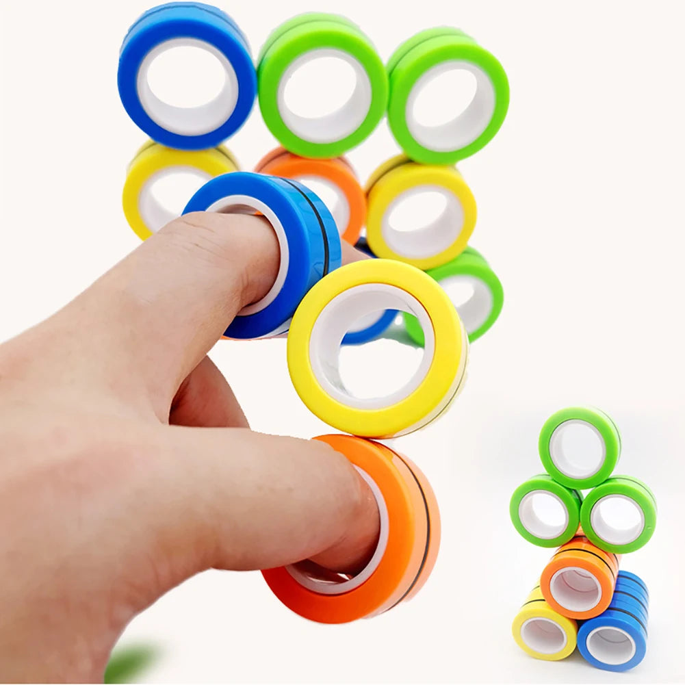 Magnetic Fidget Rings for Stress Relief, 3-Piece Set