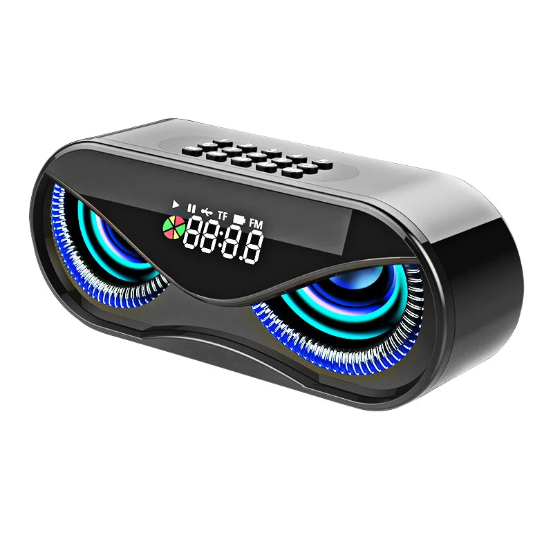 Owl Design Bluetooth Speaker with LED Light, Clock, and FM
