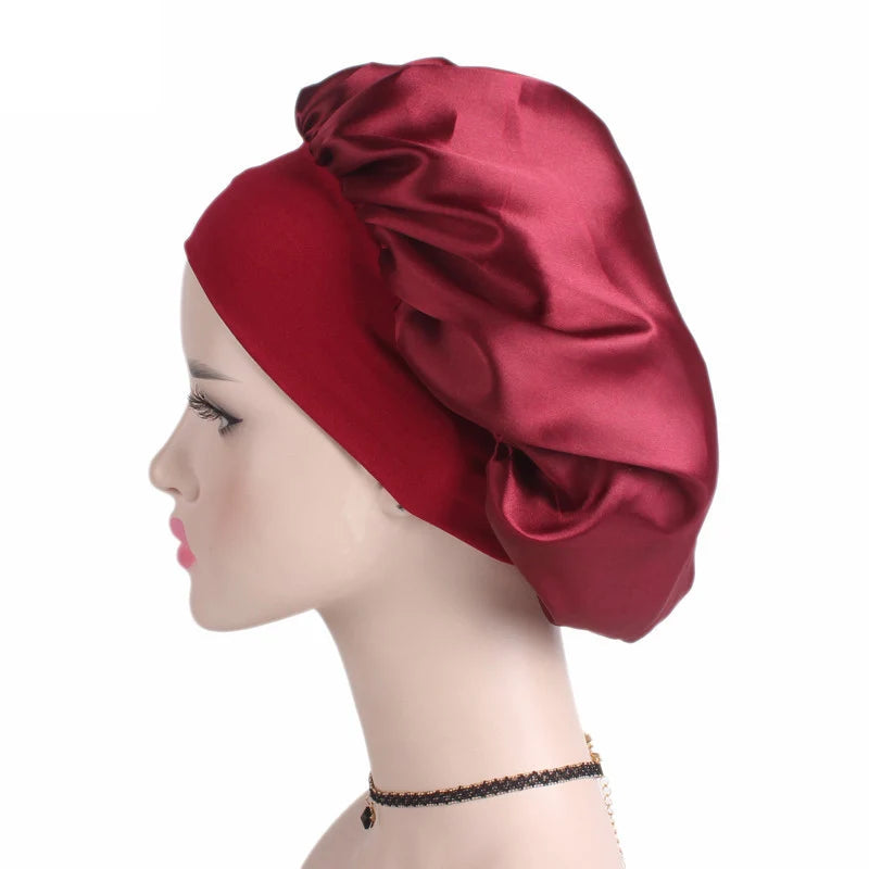 Adjustable Satin Bonnet for Long Hair — Sleep Cap