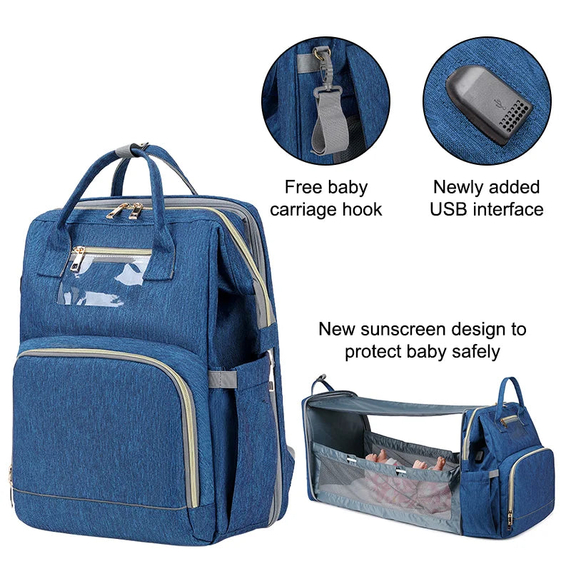 USB Diaper Bag Backpack With Changing Mat And Large Storage