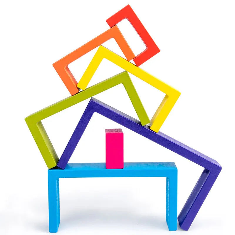 Rainbow Wooden Building Blocks for Creative Learning