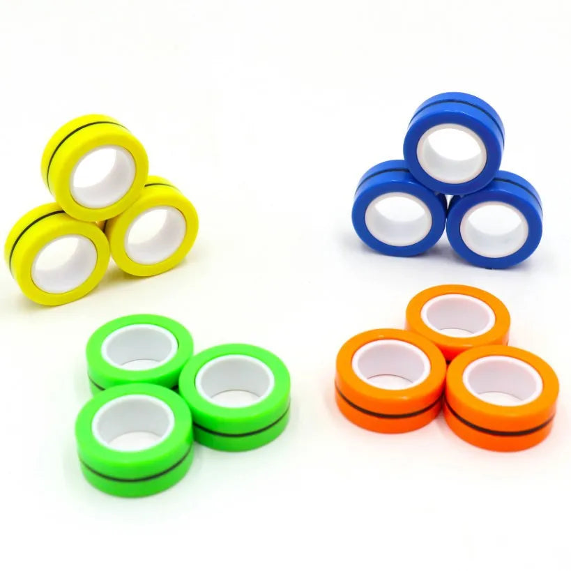 Magnetic Fidget Rings for Stress Relief, 3-Piece Set