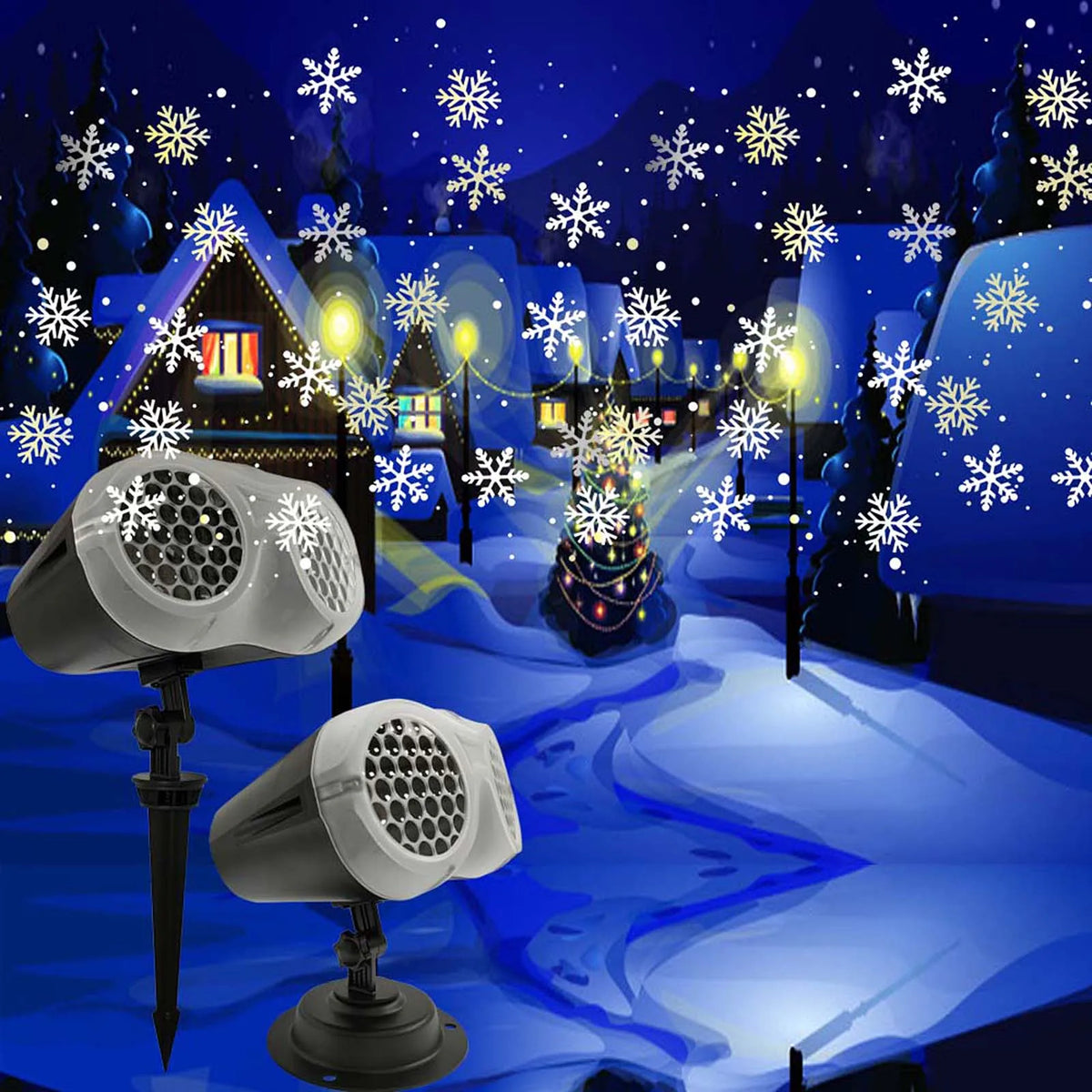 Snow Projection Night Light Table Lamp for Calm Rooms