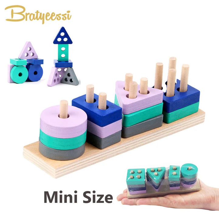 Wooden Montessori Building Blocks for Shape Learning