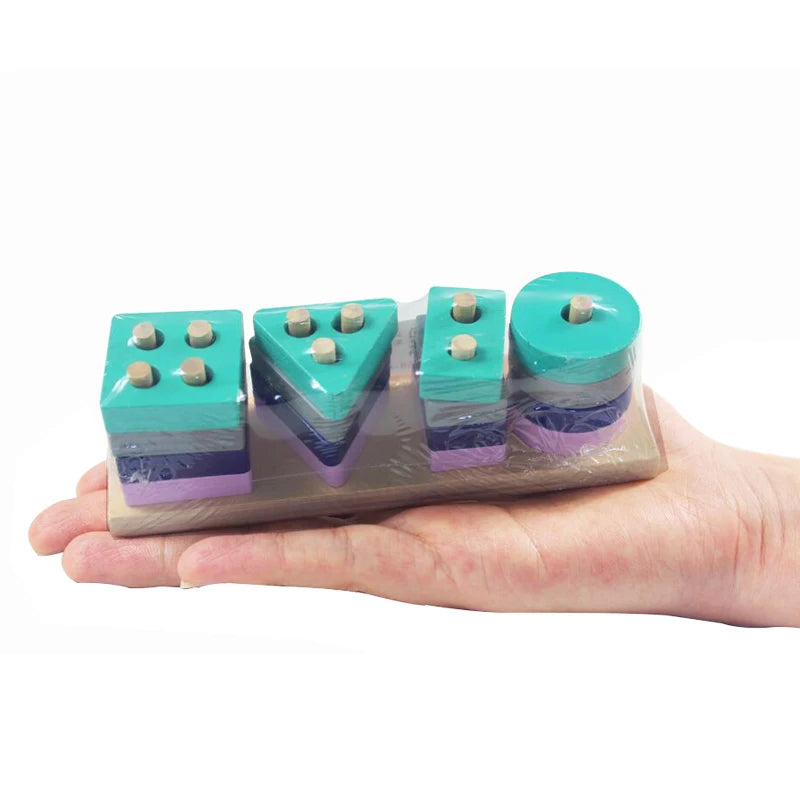 Wooden Montessori Building Blocks for Shape Learning