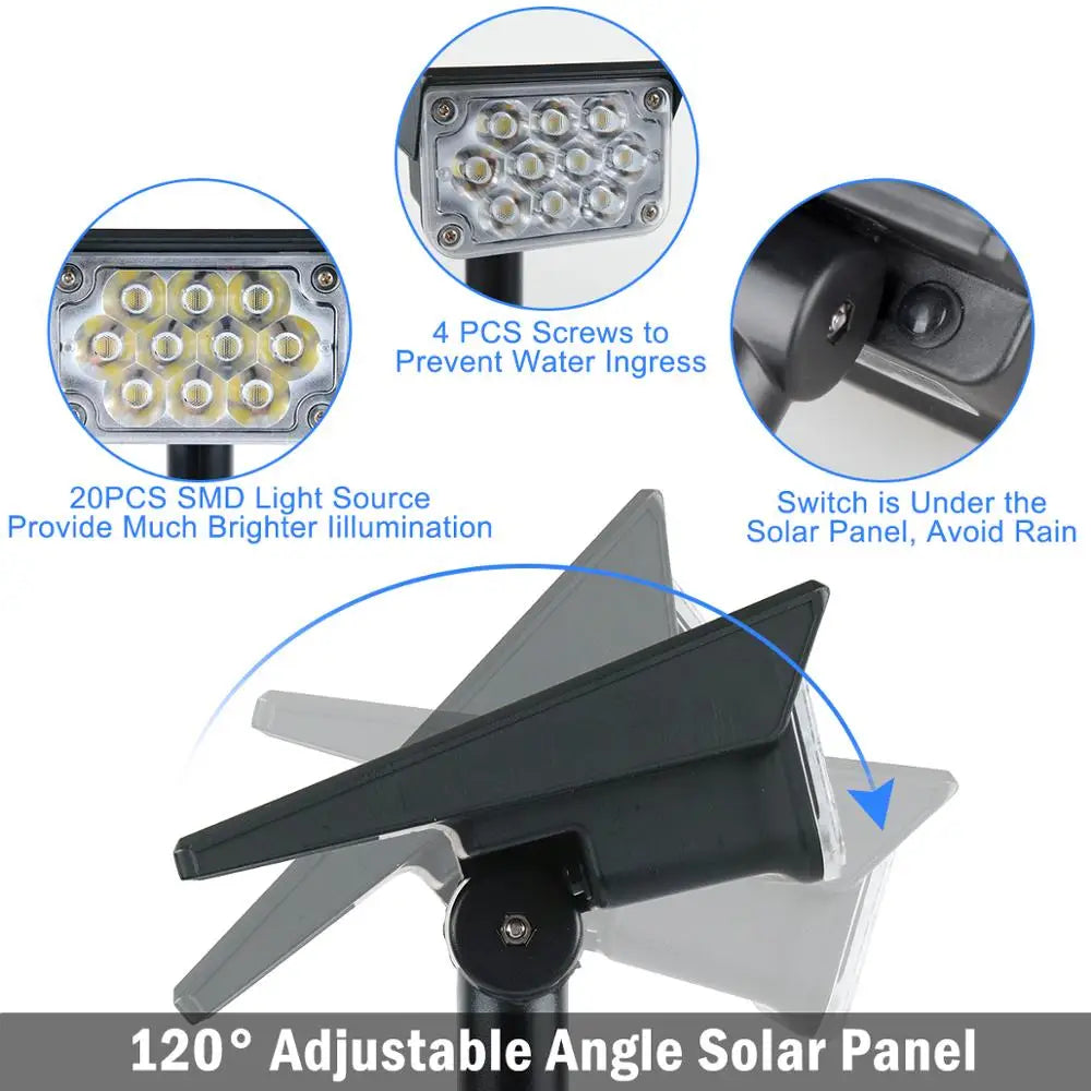 Solar Garden Lights IP65 Waterproof Auto On Off Pathway