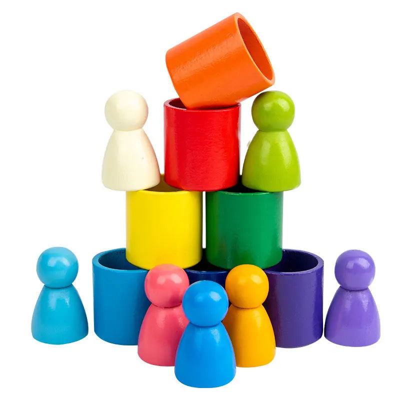 Rainbow Wooden Building Blocks for Creative Learning