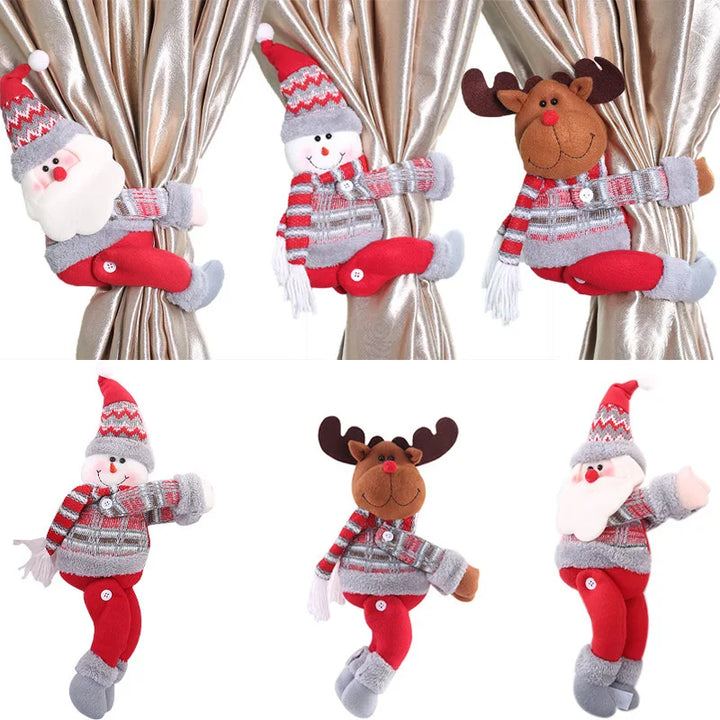 Santa Claus Elk Window Curtain for Christmas Decor