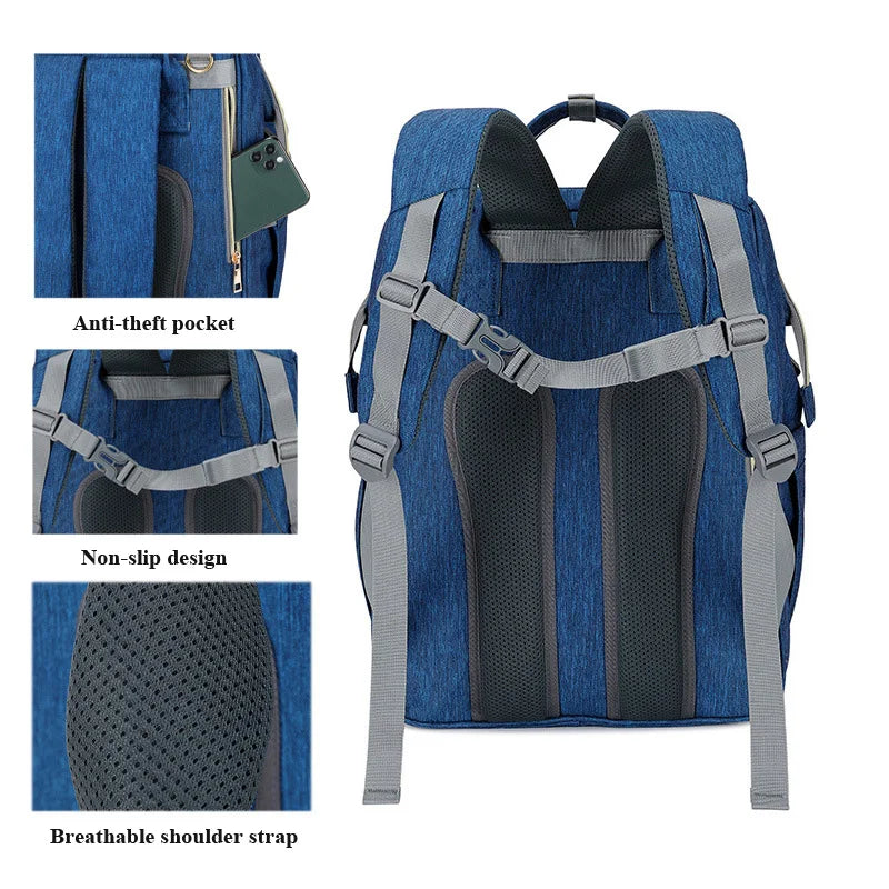 USB Diaper Bag Backpack With Changing Mat And Large Storage
