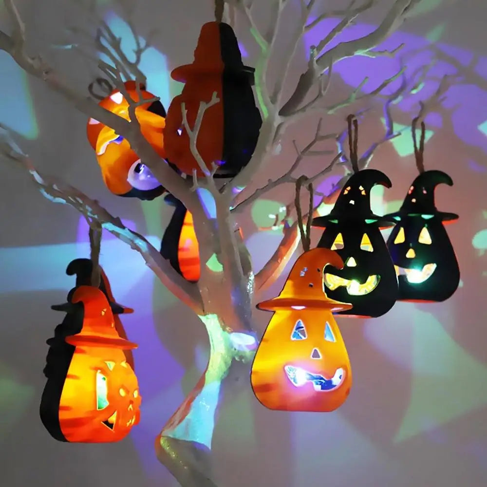 LED Skull Pumpkin Lantern for Halloween Porch Decor