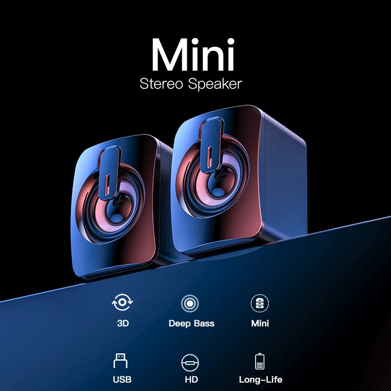 Mini USB Wired Speaker — 3D Stereo Sound for Laptop & PC