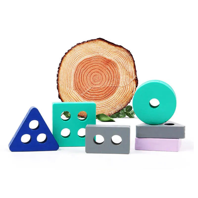 Wooden Montessori Building Blocks for Shape Learning