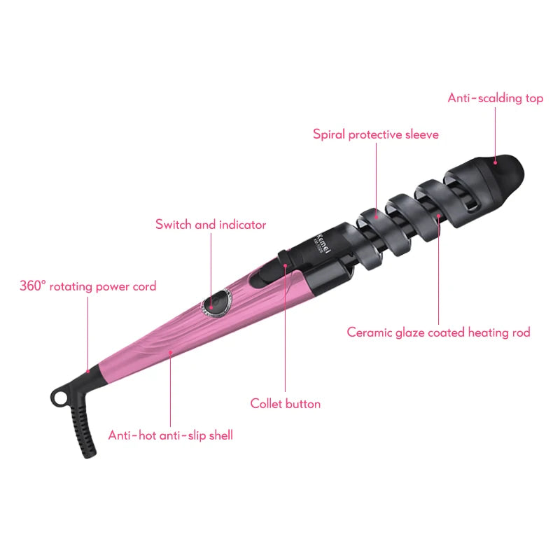 Ceramic Spiral Hair Curler Wand for Easy Salon Curls