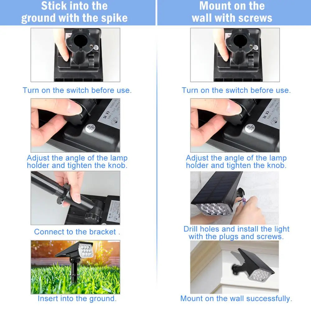 Solar Garden Lights IP65 Waterproof Auto On Off Pathway