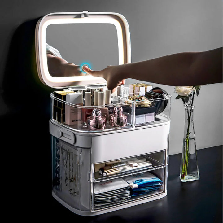 LED Makeup Mirror with Storage — Flawless Lighting & Tidy